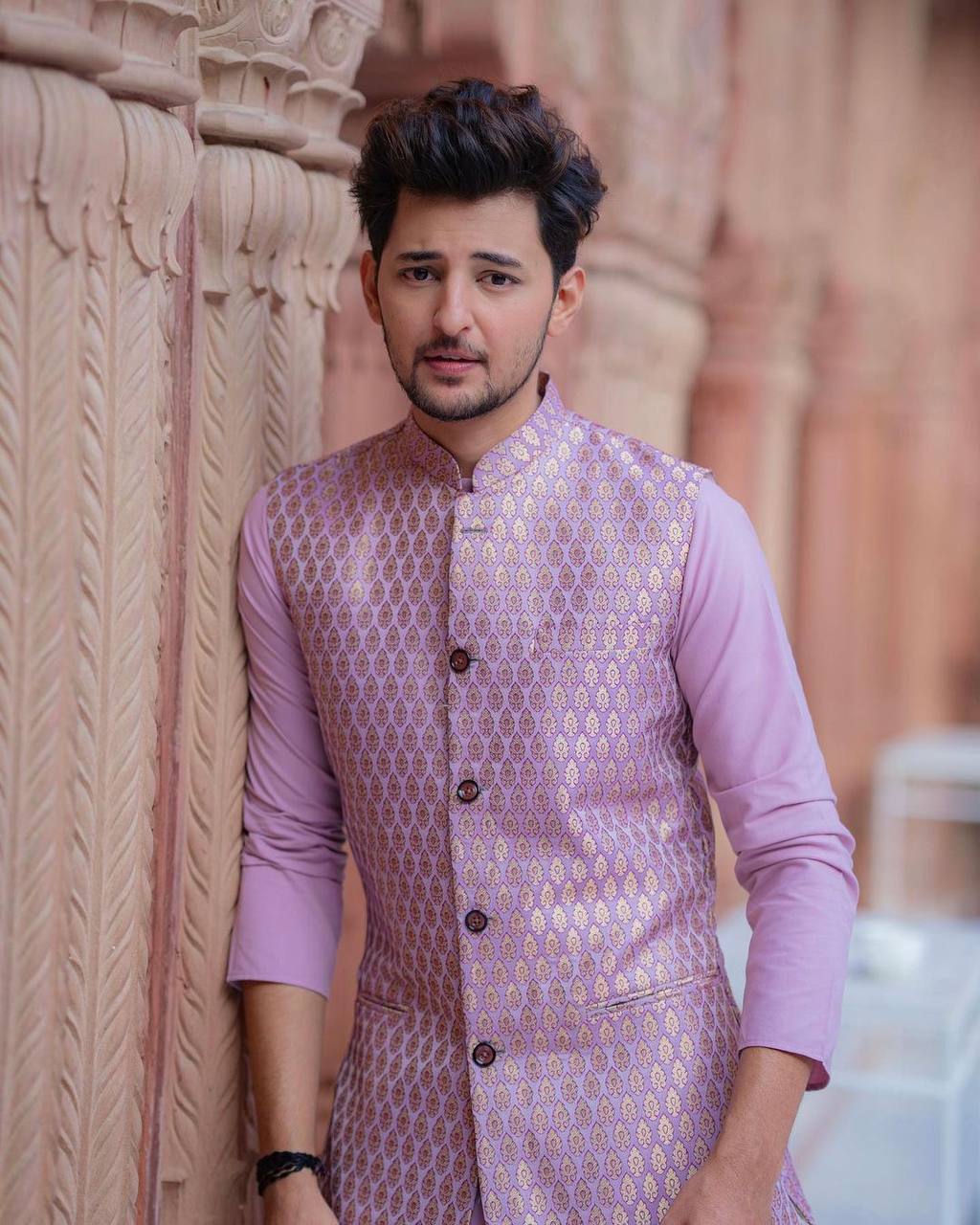 Riwaaz Kurta's DR Lavender Jacquard Jacket And Kurta Set For Men's - Image 3