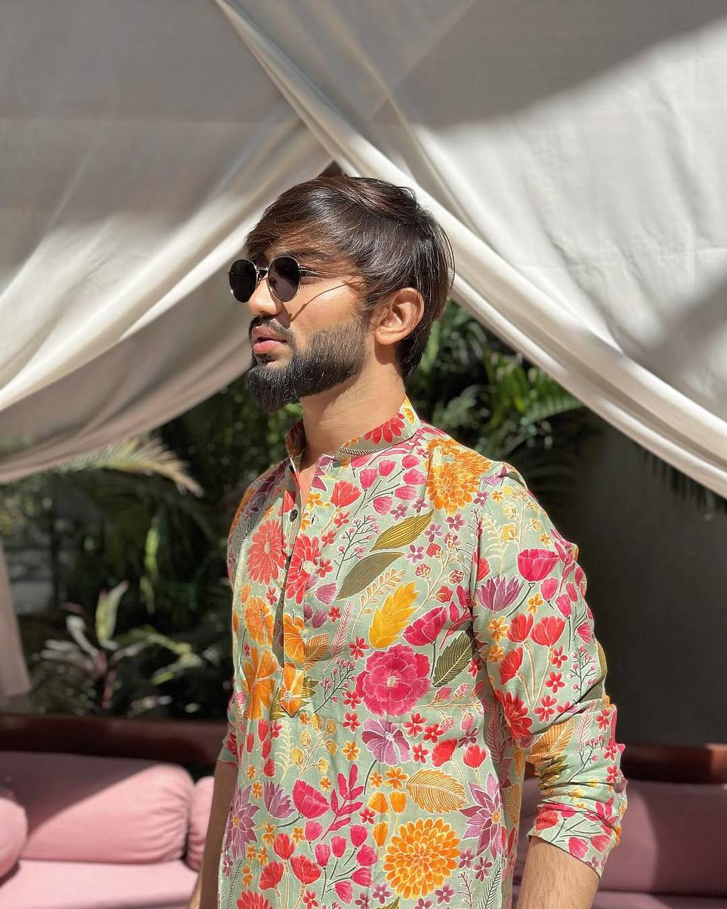 MULTI FLOWER PRINTED KURTA PAJAMA SET FOR MEN'S - Image 7