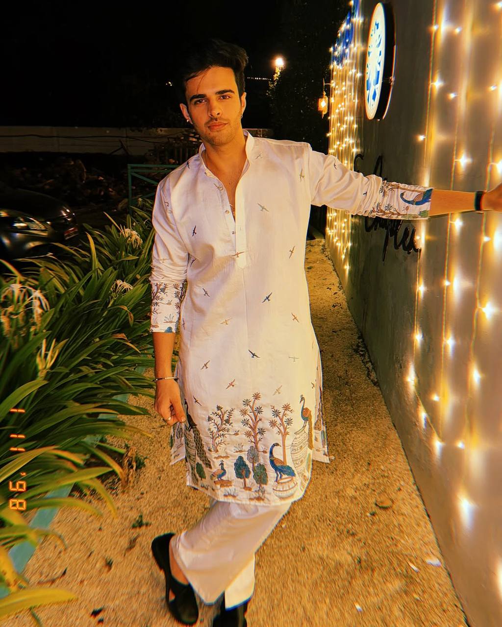 TREE N PEACOCK DAMAN PRINTED WORK KURTA PAJAMA SET FOR MEN'S - Image 3