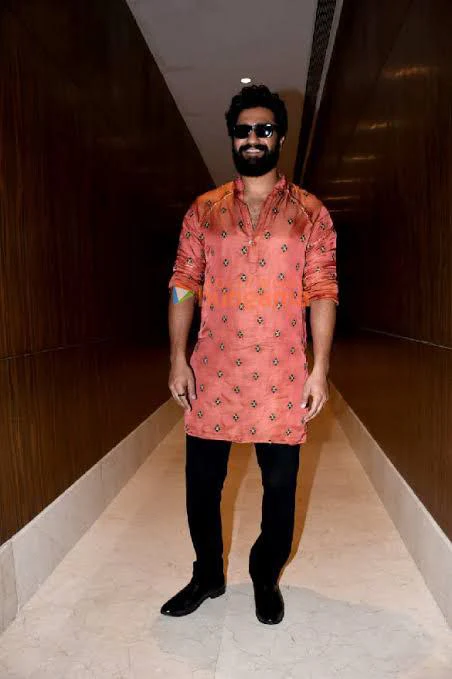 WK Orange Embroidered Work Men's Kurta with Black Pajama - Image 4